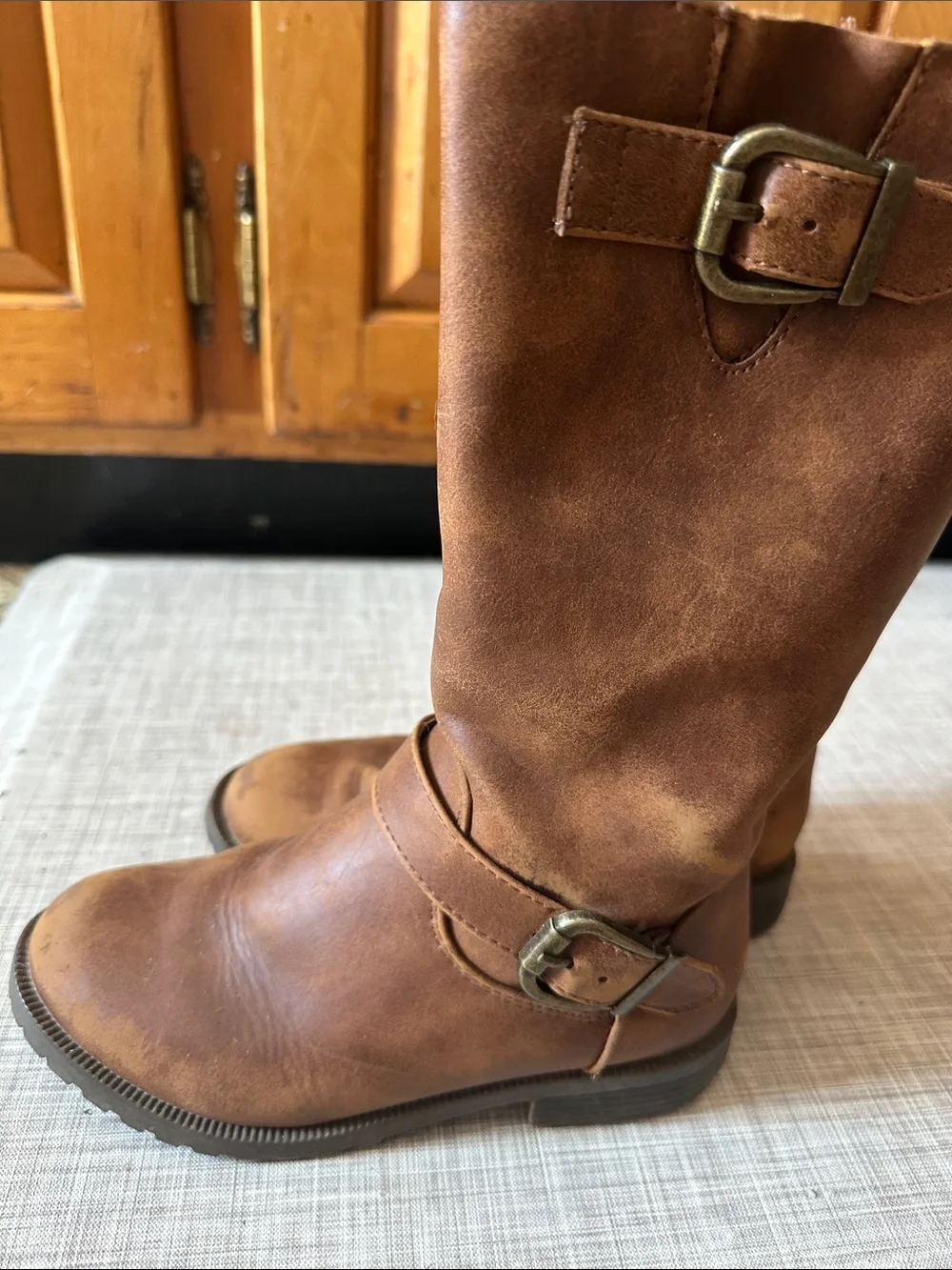 Target Girls Tan Buckle Mid-Calf Boots